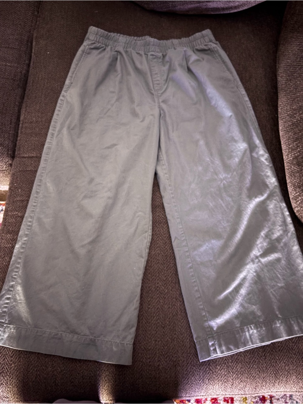 Wide Leg Elastic Waist Pants — Sage green
